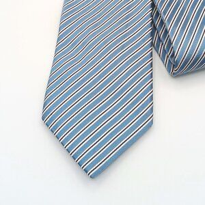 Banana Republic Silk Tie Men’s 61” Blue Gray Stripe Preppy Corpcore Classic New